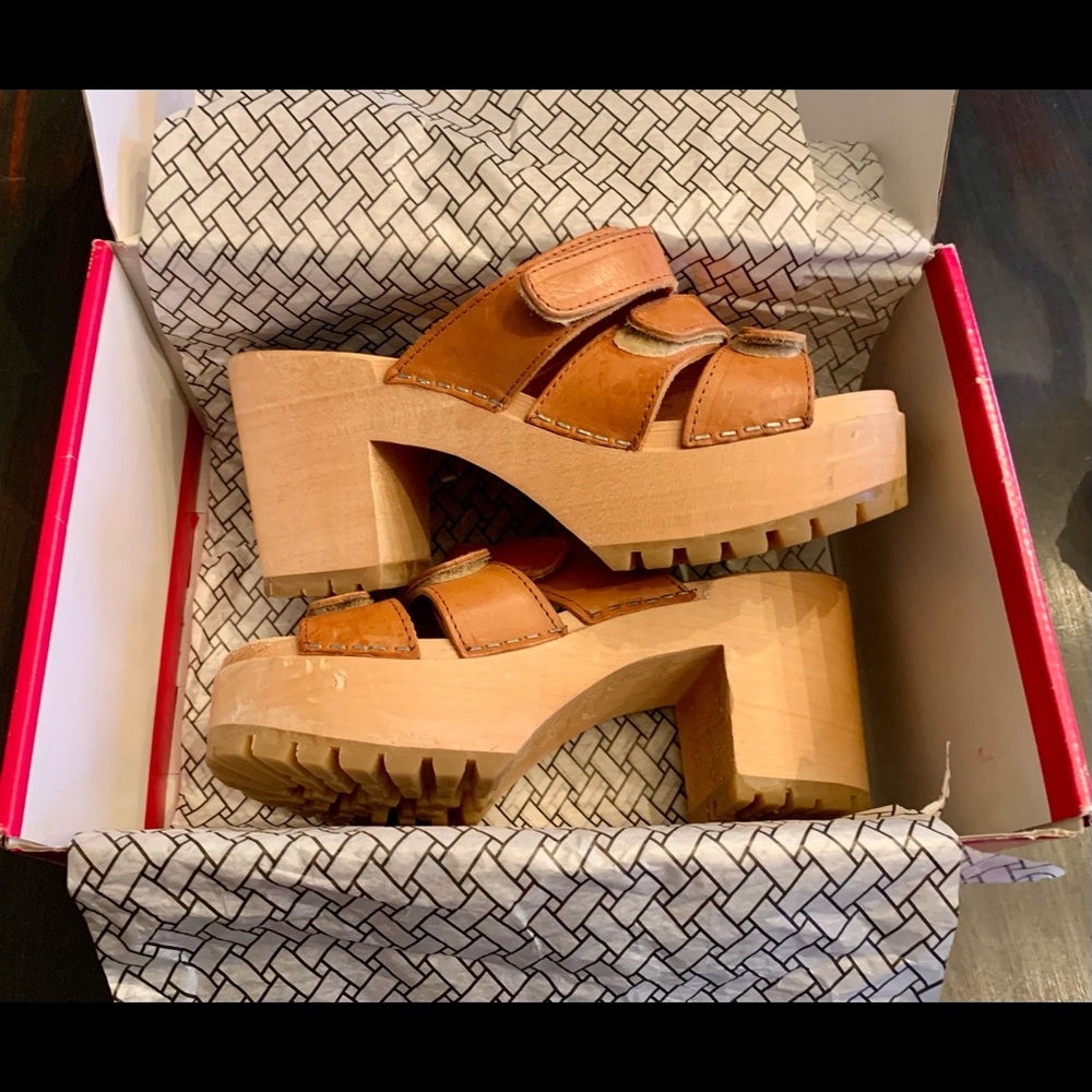 Swedish Hasbeens Slip in Leather Sandals